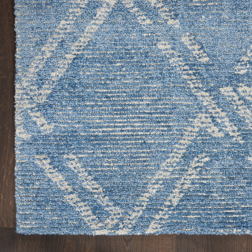 Nourison Venosa VSN01 Geometric Runner Rugs in Blue Ivory